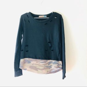 Vintage Havana Distressed Black Camo Sweat…